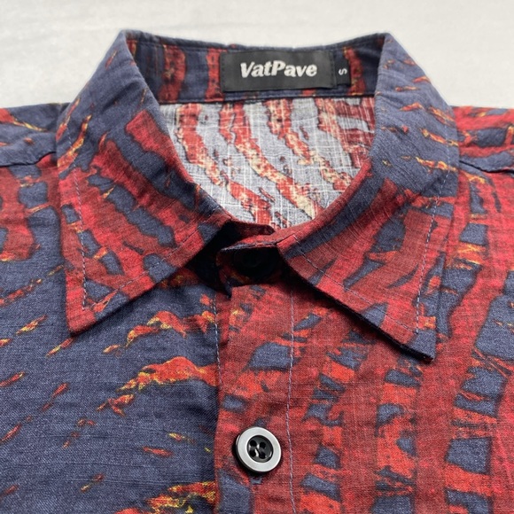 Vatpave Floral/Tropical Cotton/Viscose Short Sleeve Shirt (Red/Blue/Yellow) - Picture 7 of 15
